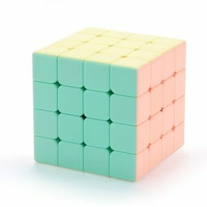 A colorful FOOZZILLA Speed Cube 4 x 4 Stickerless toy for both kids and adults.