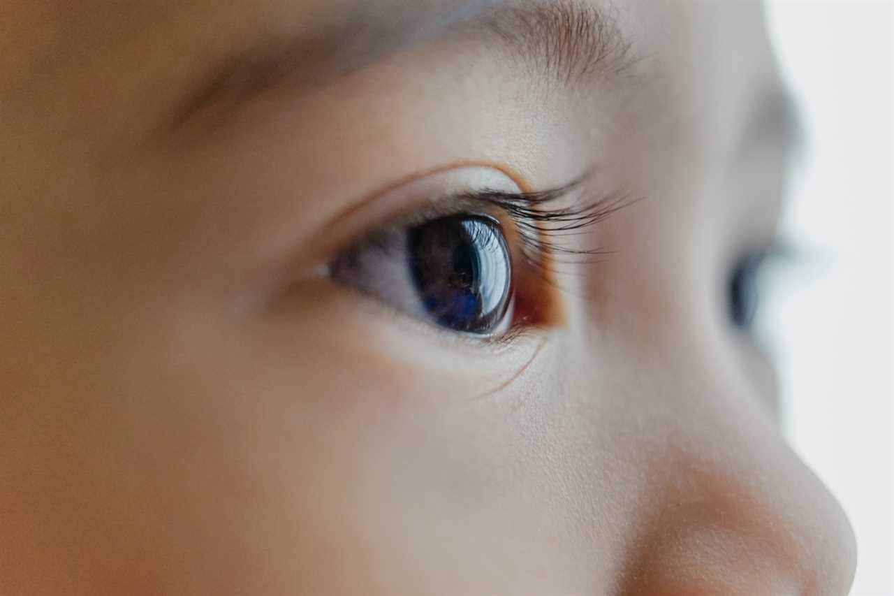 A close up of a child's eye.